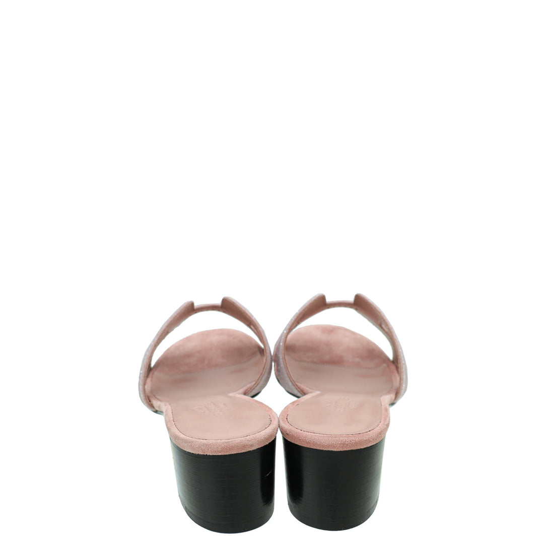 Top quality Hermes Rose Suede Crystal Oasis Sandal 37