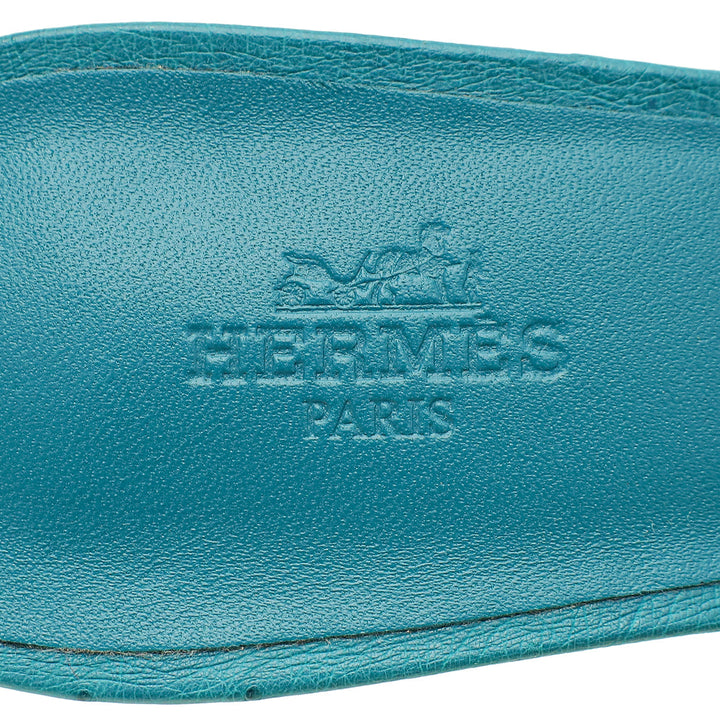 Top quality Hermes Bleu Vif Ostrich Oasis Sandal 37