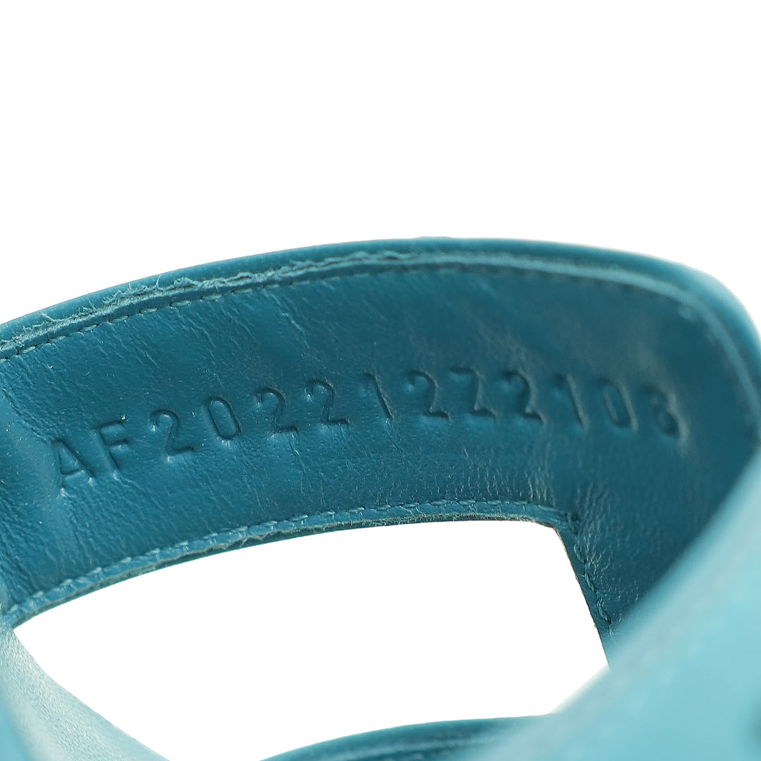 Top quality Hermes Bleu Vif Ostrich Oasis Sandal 37