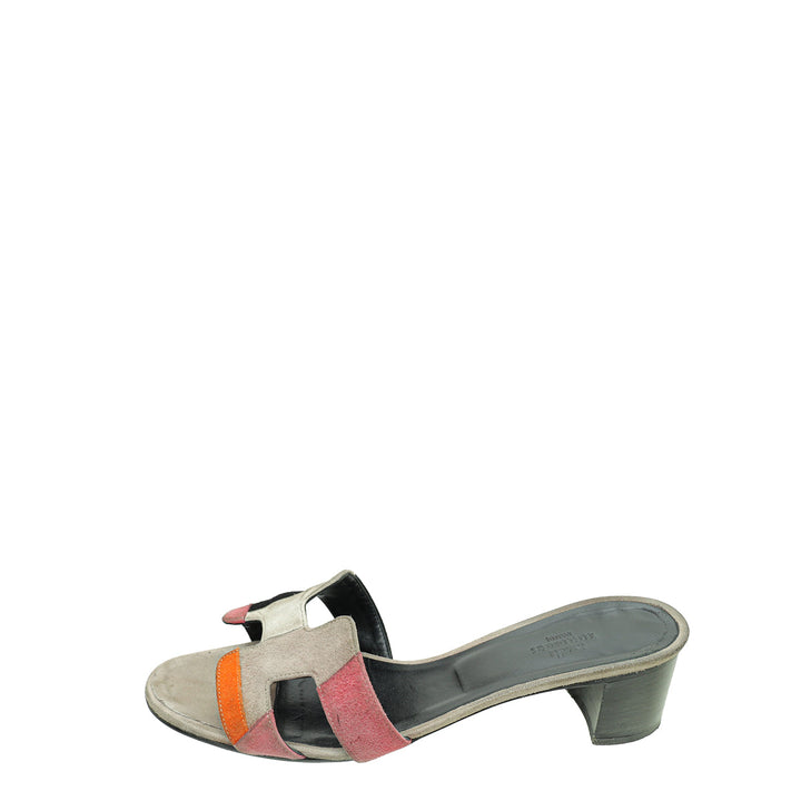 Hermes Multicolor Oasis Goatskin Suede Sandal 38.5