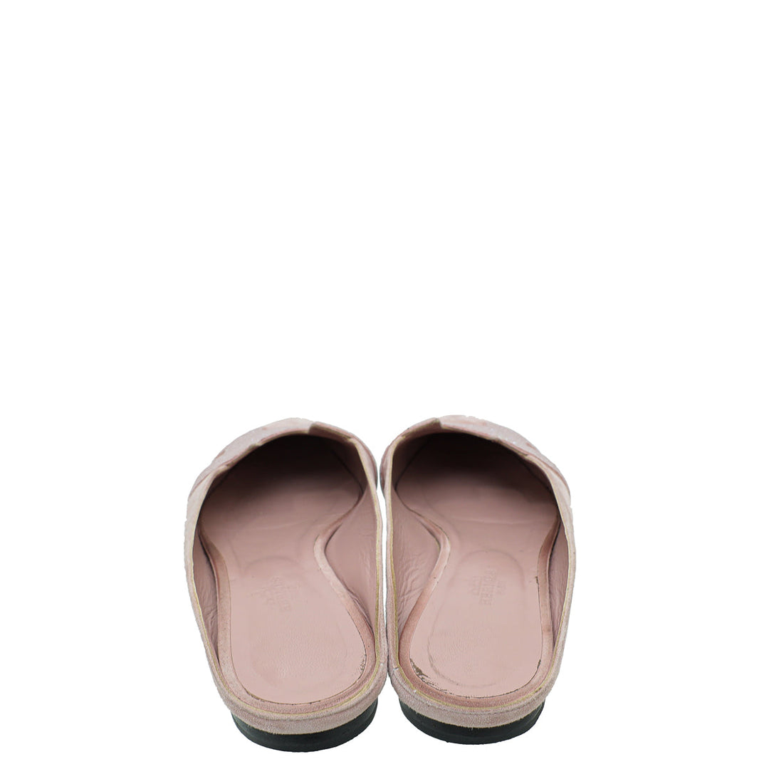 Top quality Hermes Pink Suede Roxane Mules w/Crystal Details 38.5