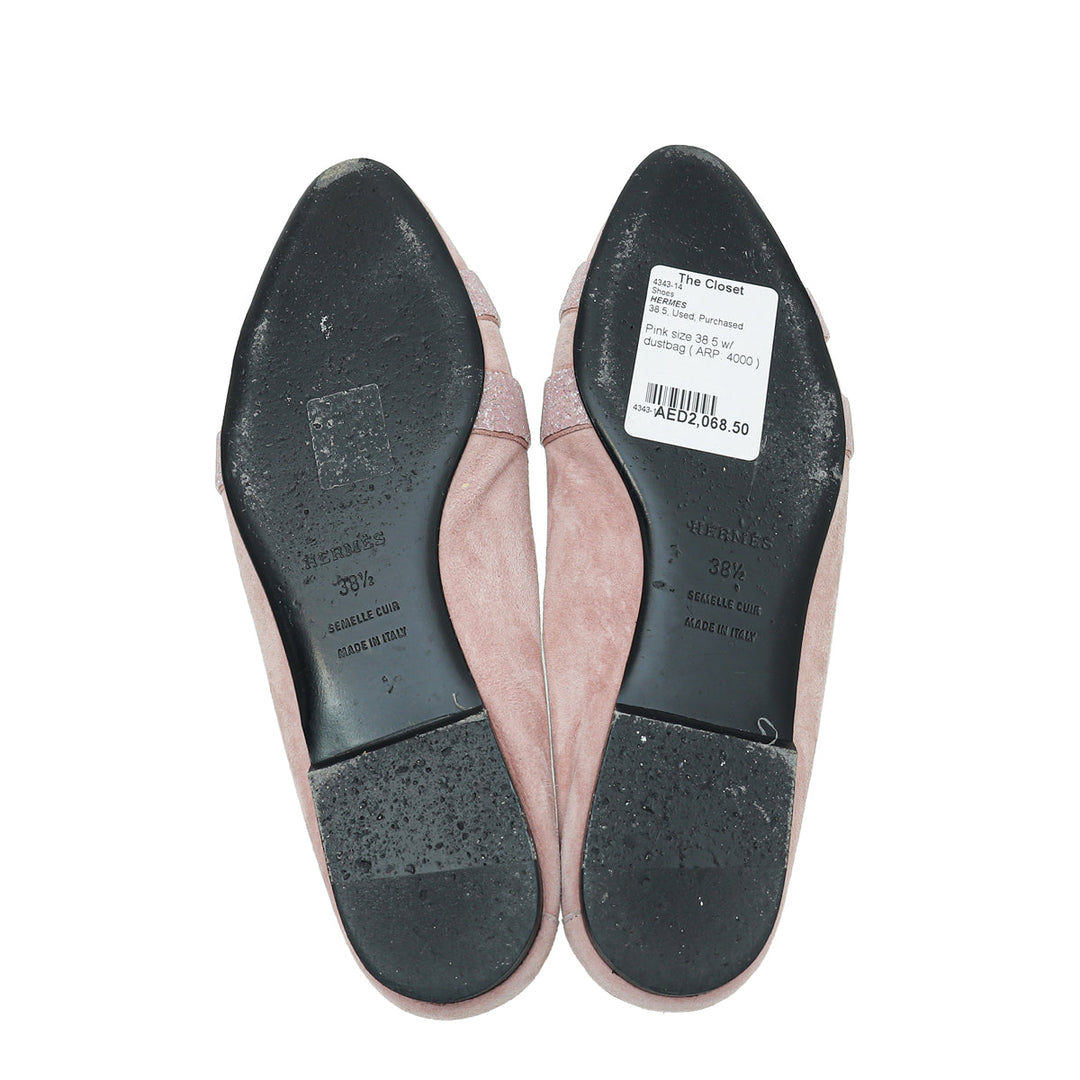 Top quality Hermes Pink Suede Roxane Mules w/Crystal Details 38.5