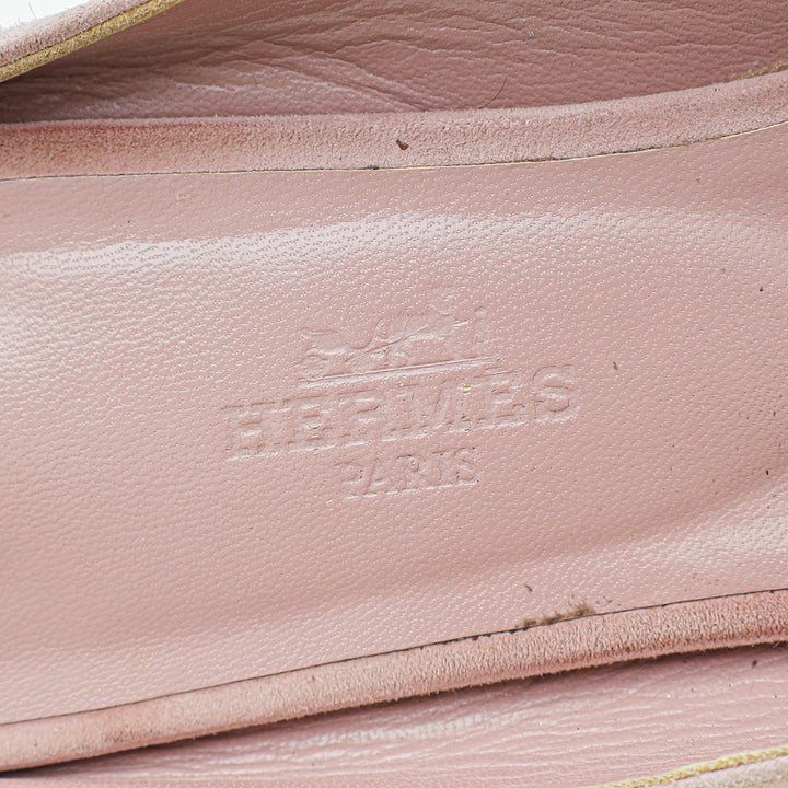 Top quality Hermes Pink Suede Roxane Mules w/Crystal Details 38.5