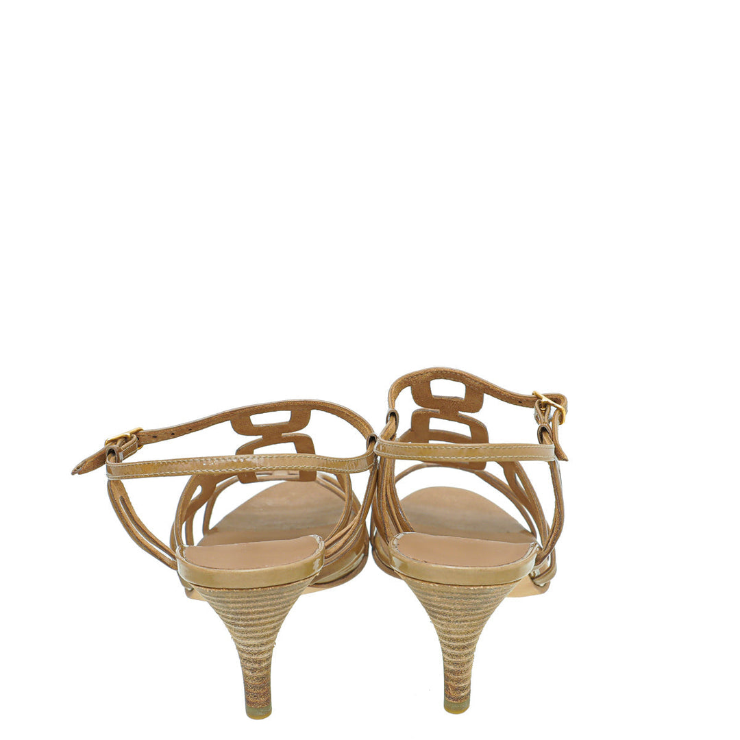 Top quality Hermes Beige Brown Cut Out Sandal 38.5