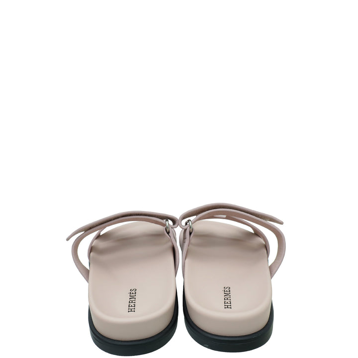 Hermes Rose Porcelaine Suede Chypre Sandal 38.5