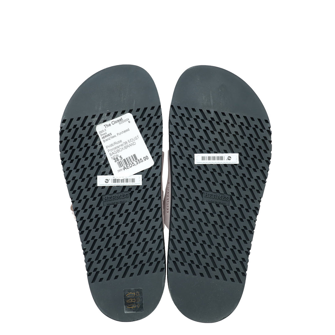 Top quality Hermes Rose Porcelaine Suede Chypre Sandal 38.5