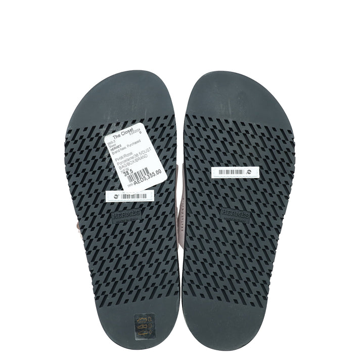 Top quality Hermes Rose Porcelaine Suede Chypre Sandal 38.5