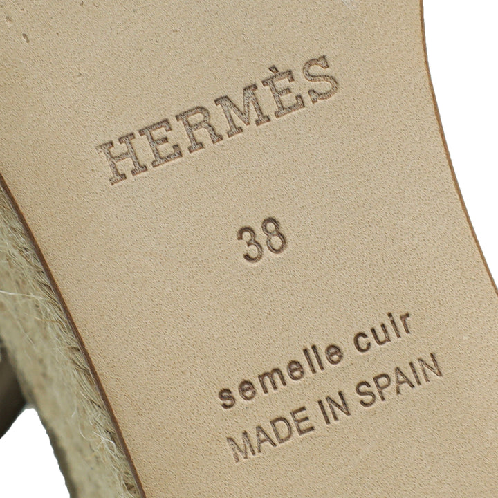 Top quality Hermes Vert Toundr Elda Suede Goatskin Espadrille 38