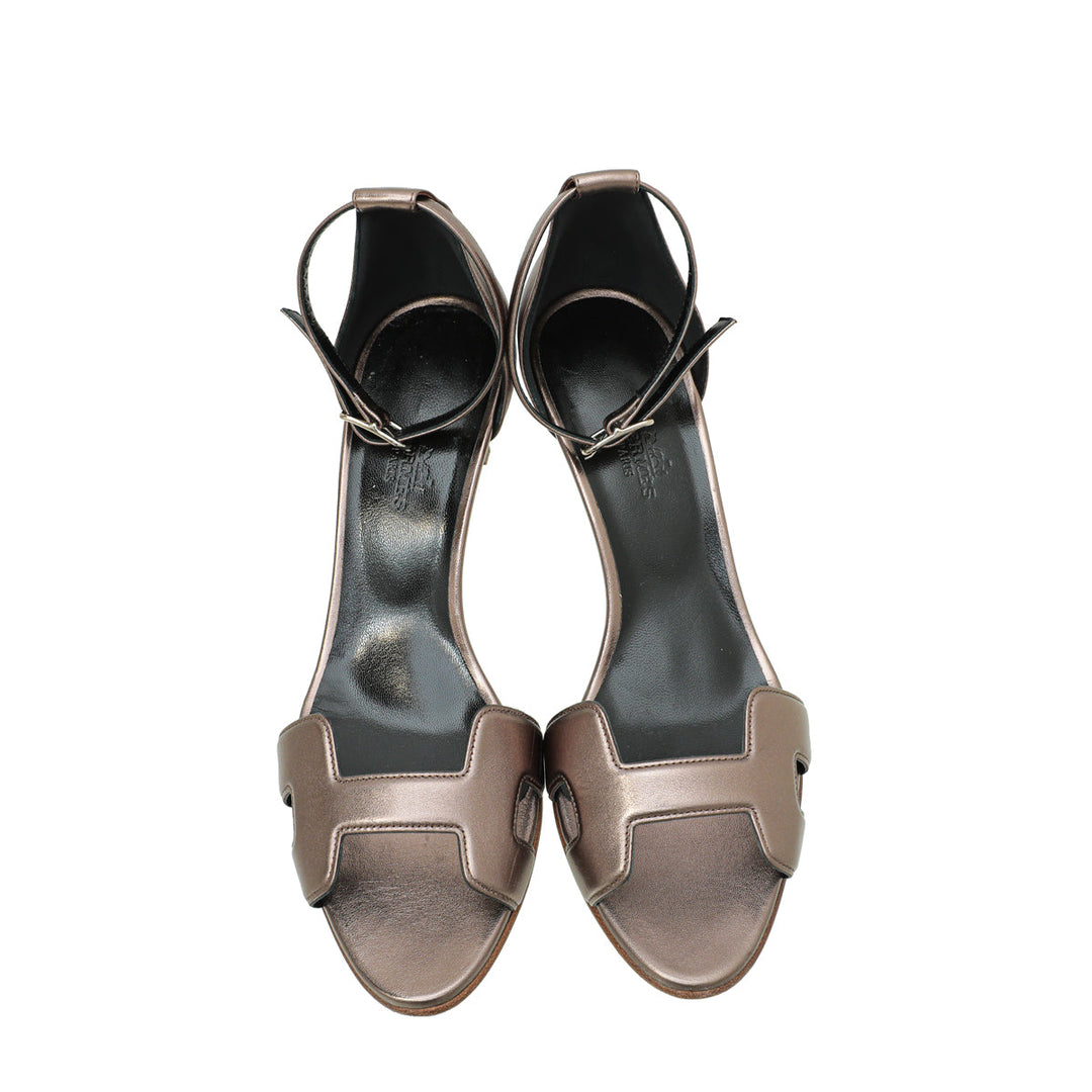 Top quality Hermes Metallic Bronze Premiere 70 Sandals 38