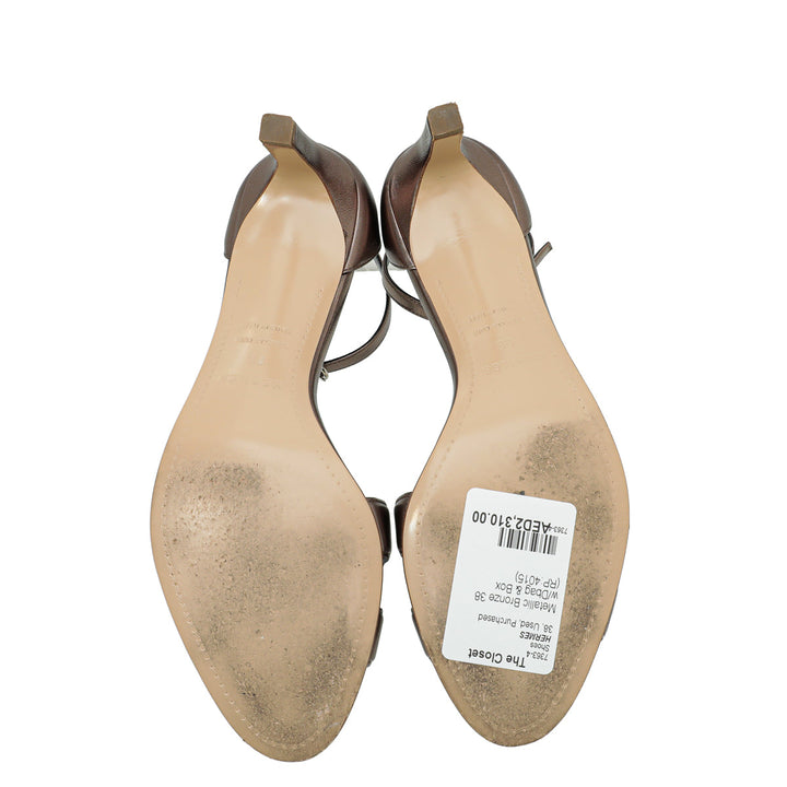 Top quality Hermes Metallic Bronze Premiere 70 Sandals 38