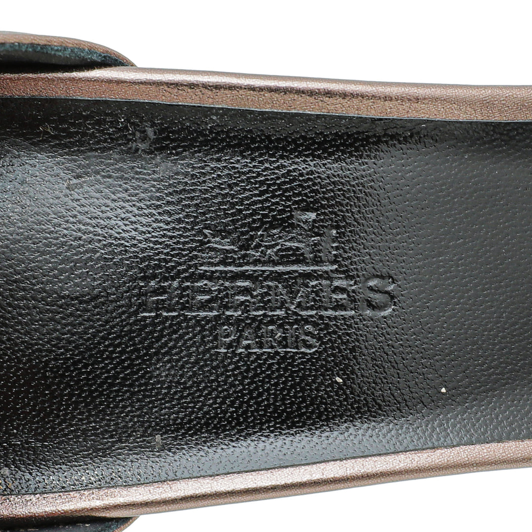 Top quality Hermes Metallic Bronze Premiere 70 Sandals 38