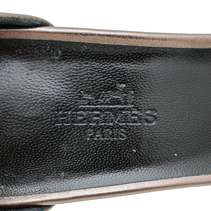 Top quality Hermes Metallic Bronze Premiere 70 Sandals 38