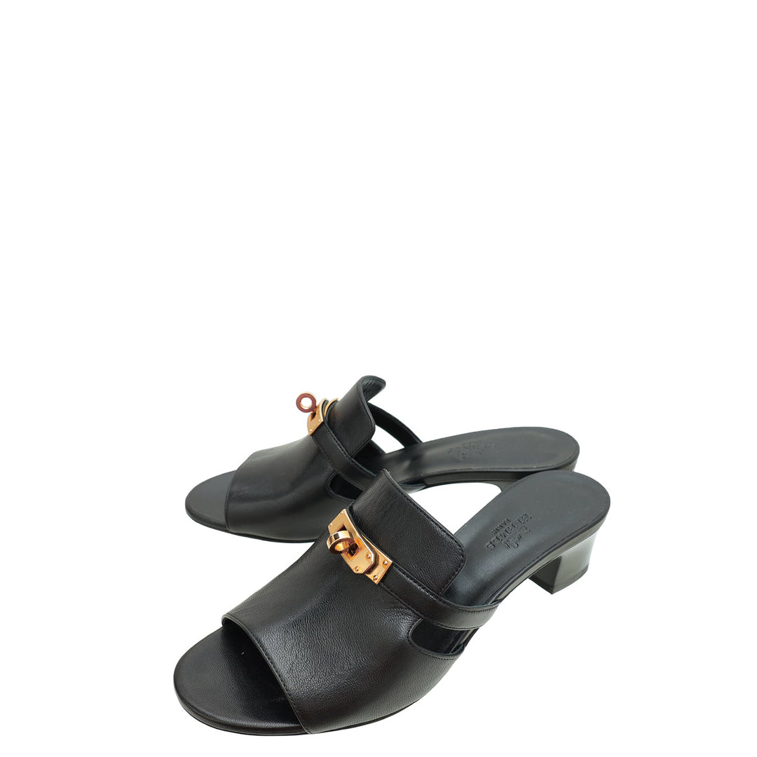 Top quality Hermes Noir Candy Sandal 38