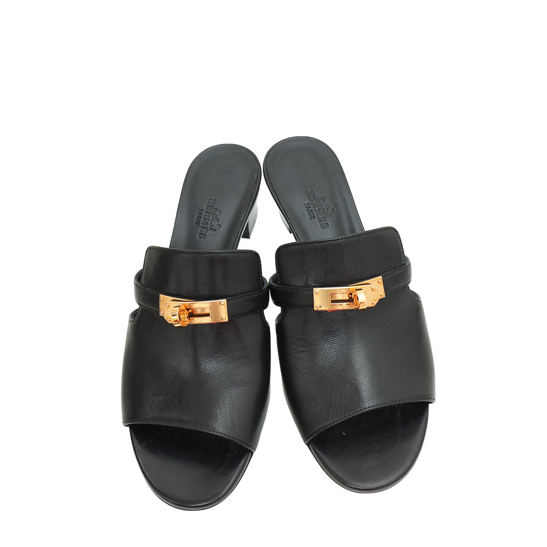 Top quality Hermes Noir Candy Sandal 38