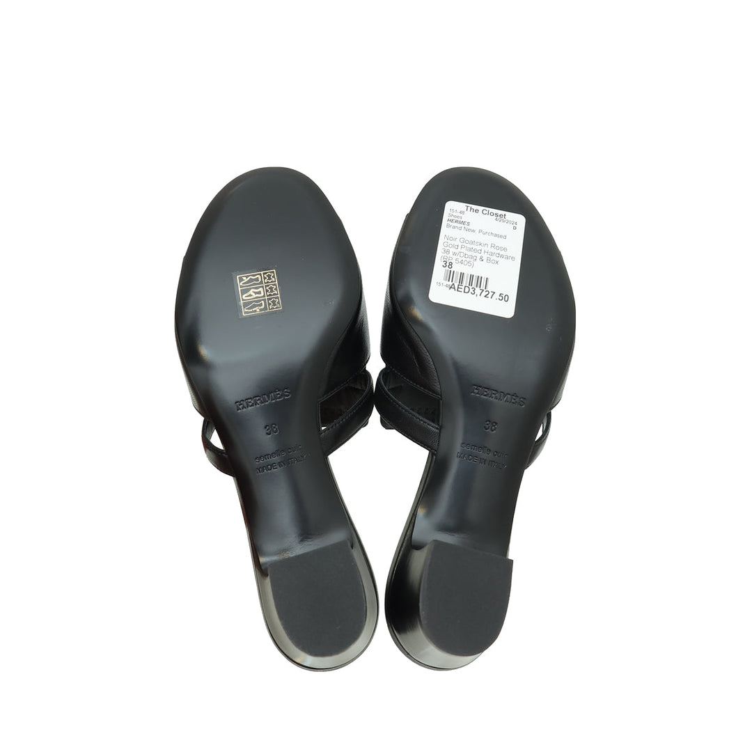Top quality Hermes Noir Candy Sandal 38