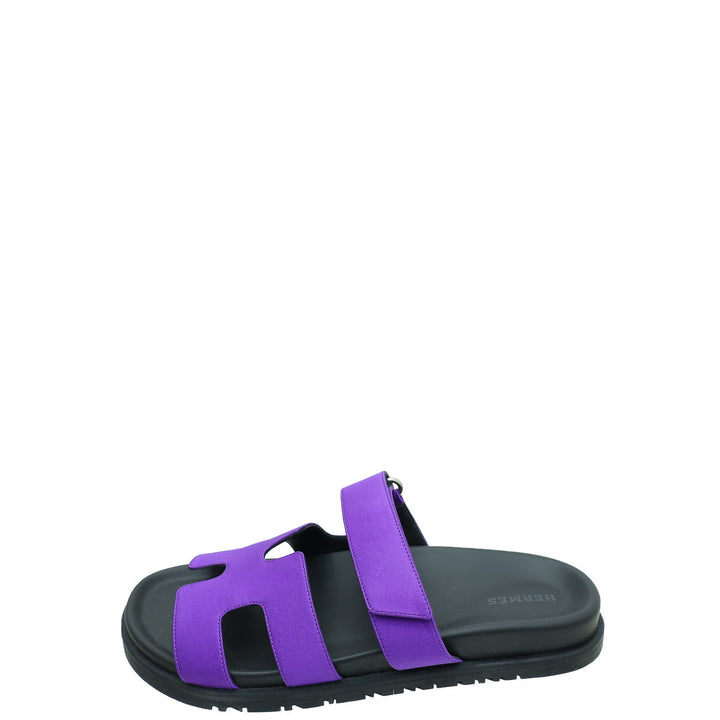 Hermes Purple Satin Chypre Sandal 38