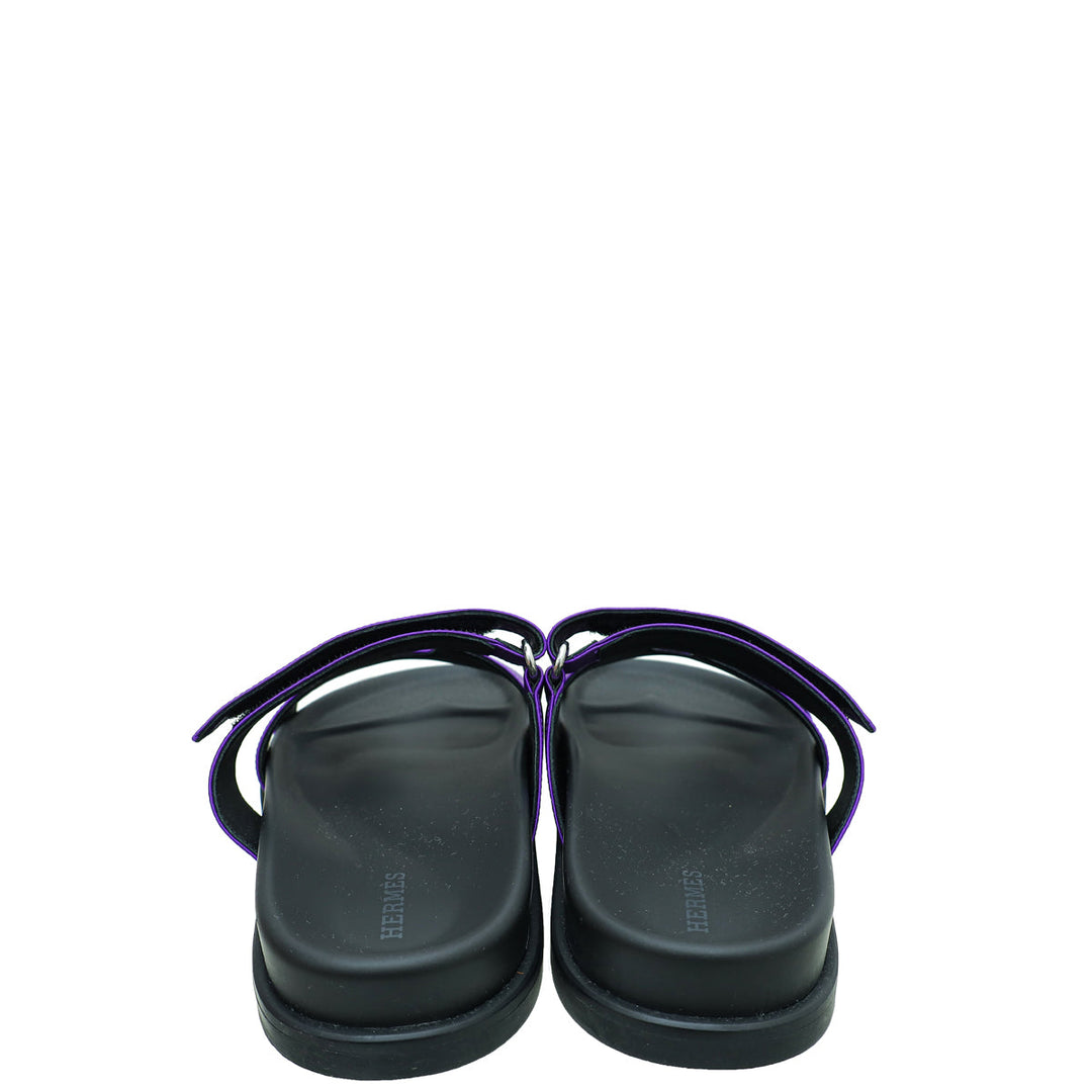 Hermes Purple Satin Chypre Sandal 38