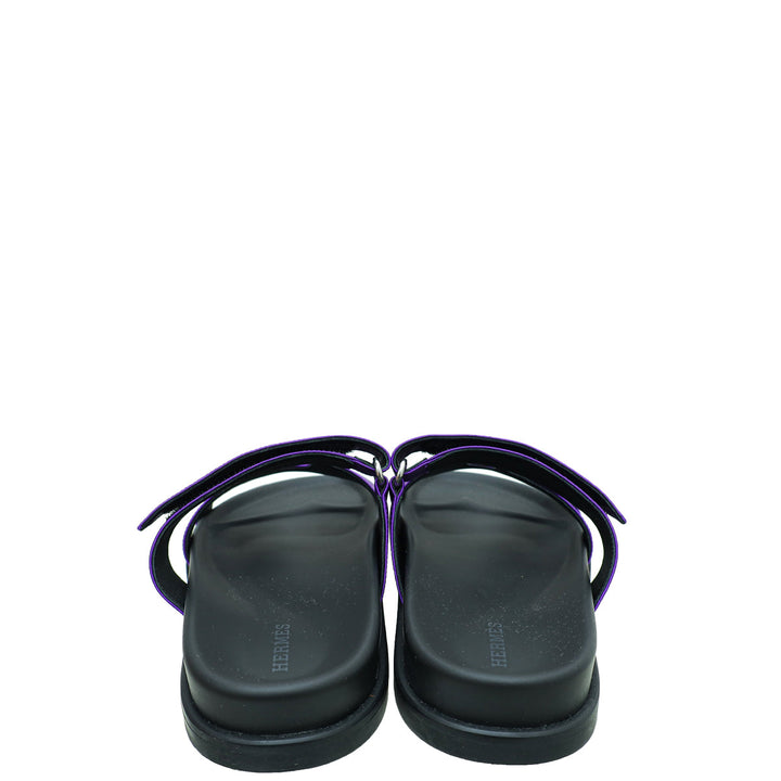 Hermes Purple Satin Chypre Sandal 38
