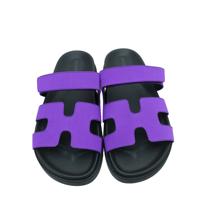 Hermes Purple Satin Chypre Sandal 38