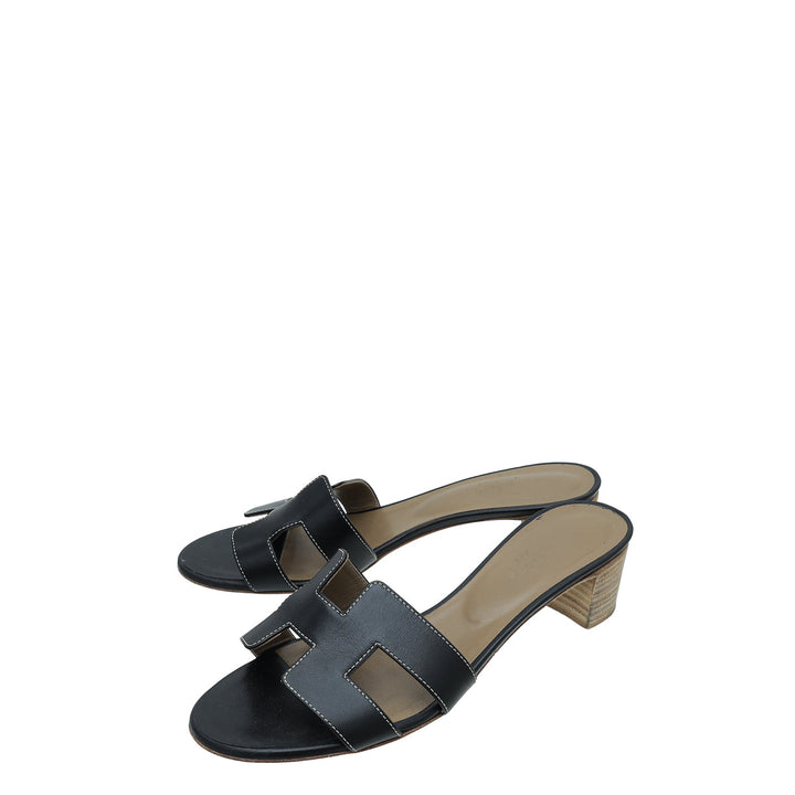 Top quality Hermes Noir Oasis Sandals 39.5