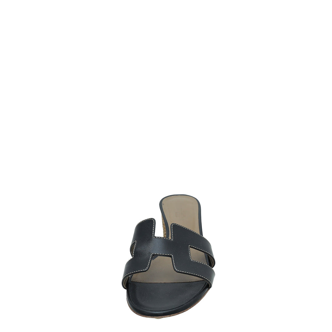Top quality Hermes Noir Oasis Sandals 39.5