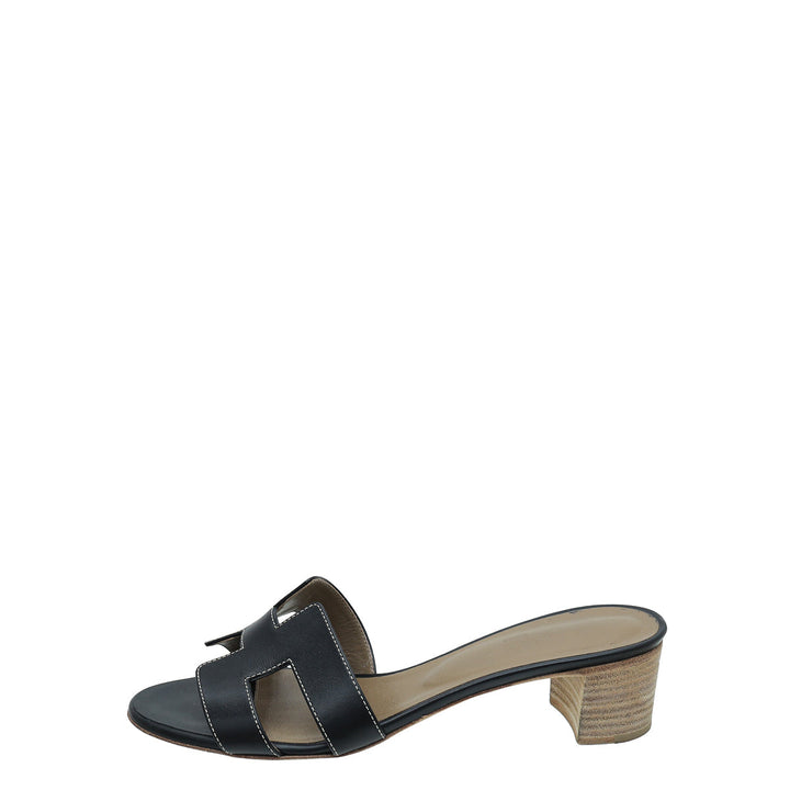 Top quality Hermes Noir Oasis Sandals 39.5
