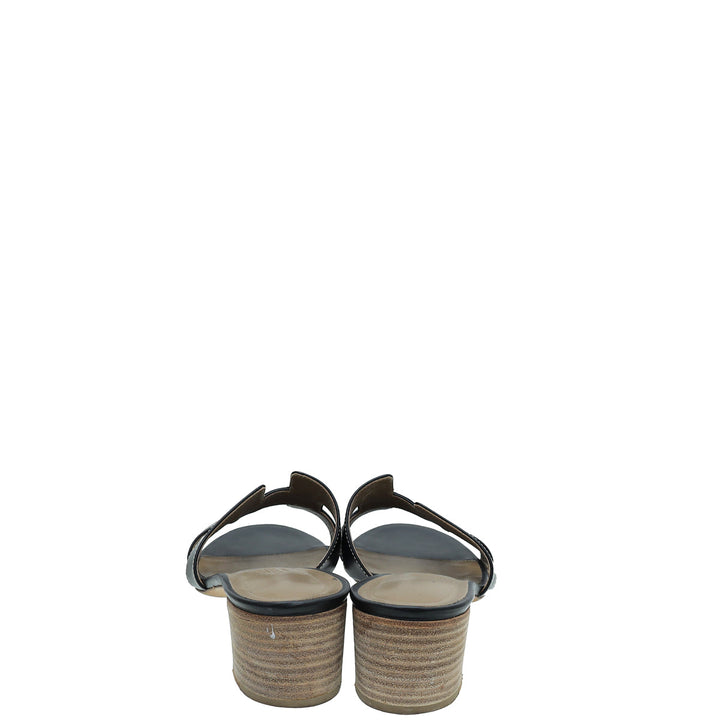 Top quality Hermes Noir Oasis Sandals 39.5