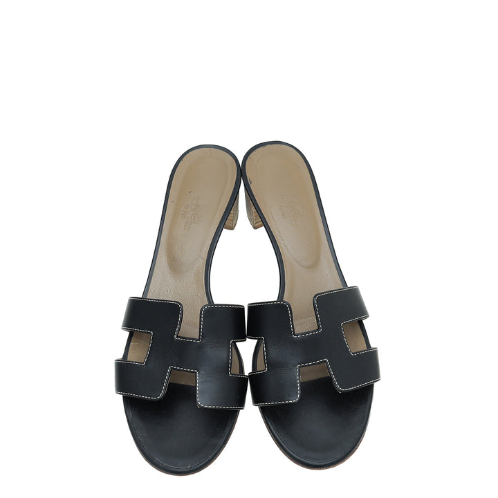 Top quality Hermes Noir Oasis Sandals 39.5