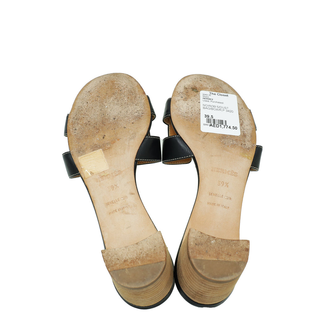Top quality Hermes Noir Oasis Sandal 39.5