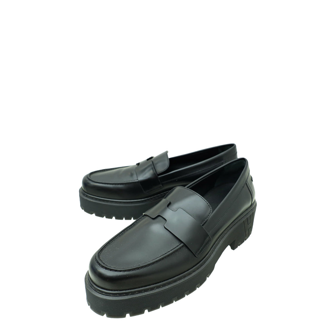 Top quality Hermes Noir Glazed Hitch Loafer 40