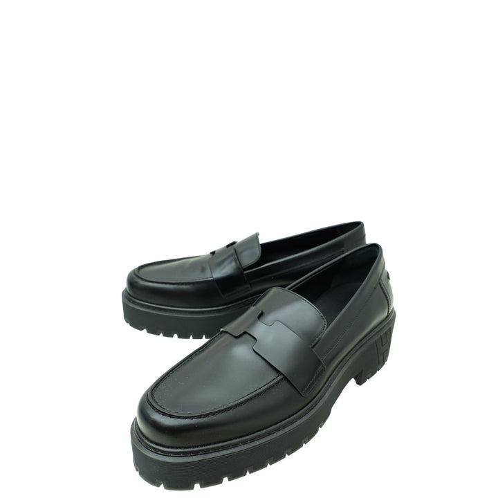 Top quality Hermes Noir Glazed Hitch Loafer 40