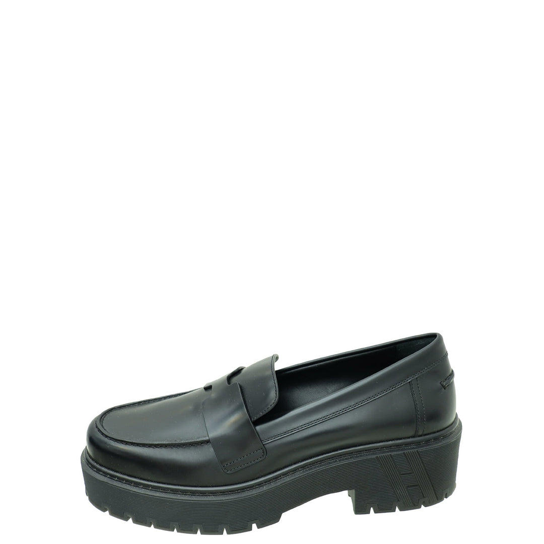 Top quality Hermes Noir Glazed Hitch Loafer 40