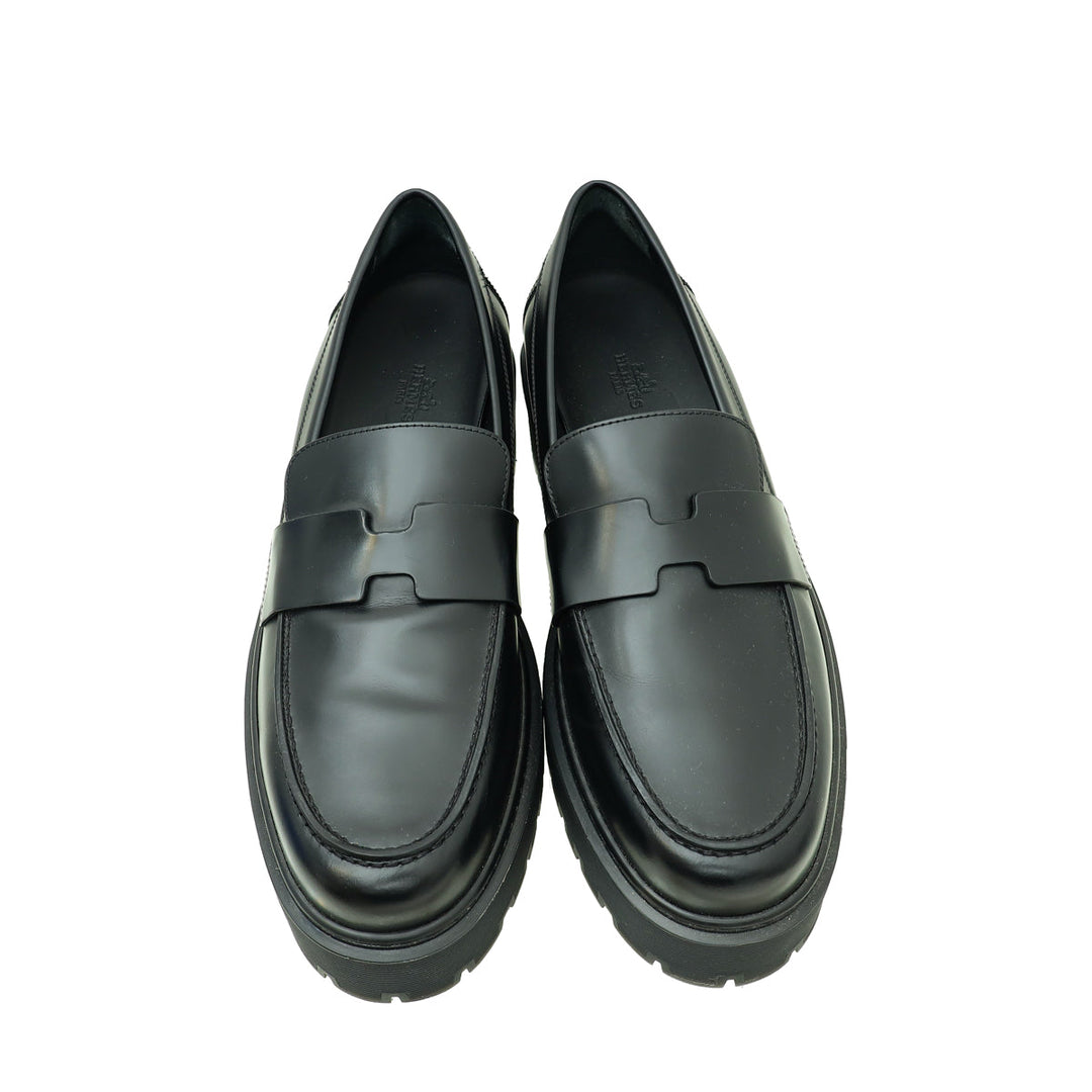 Top quality Hermes Noir Glazed Hitch Loafer 40