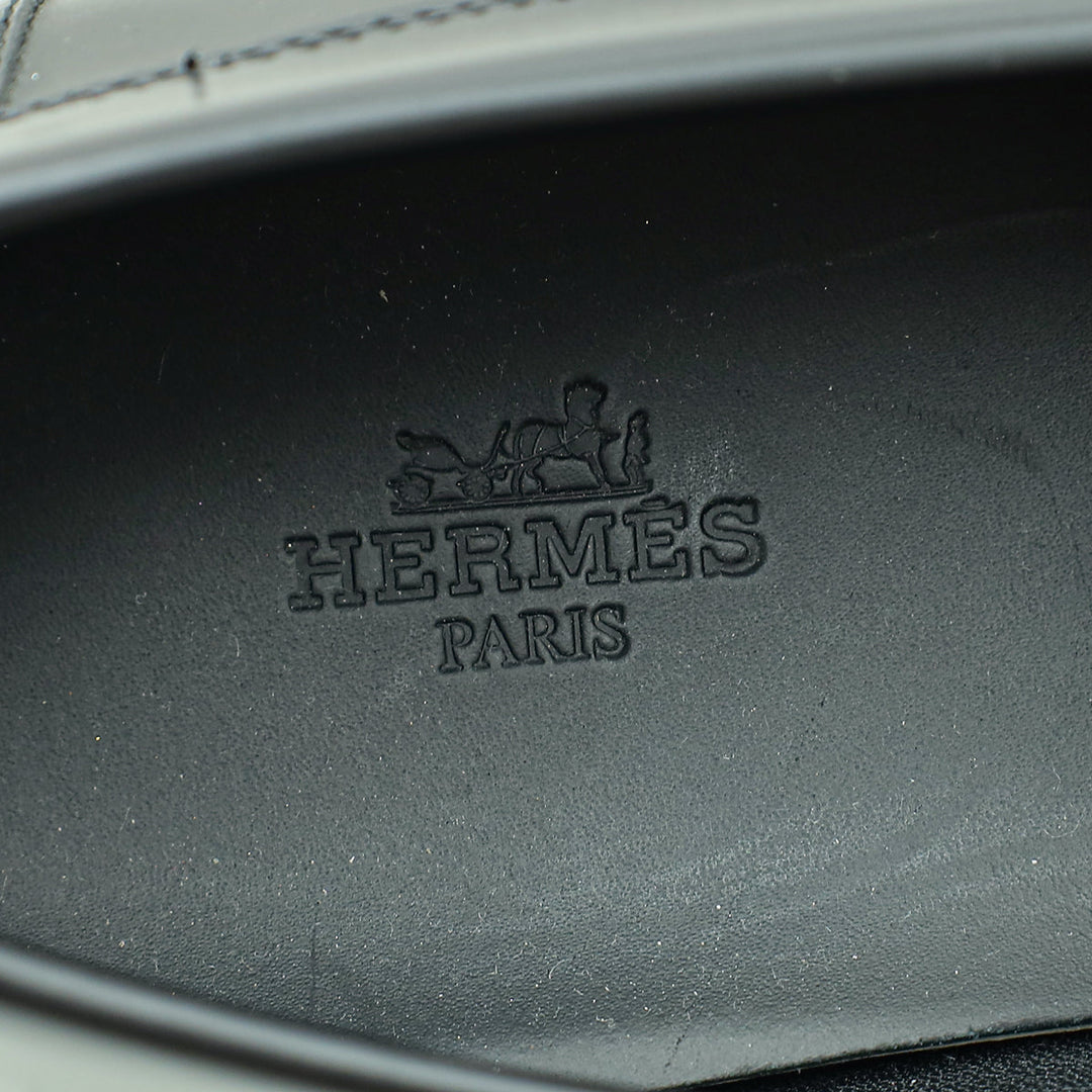 Top quality Hermes Noir Glazed Hitch Loafer 40