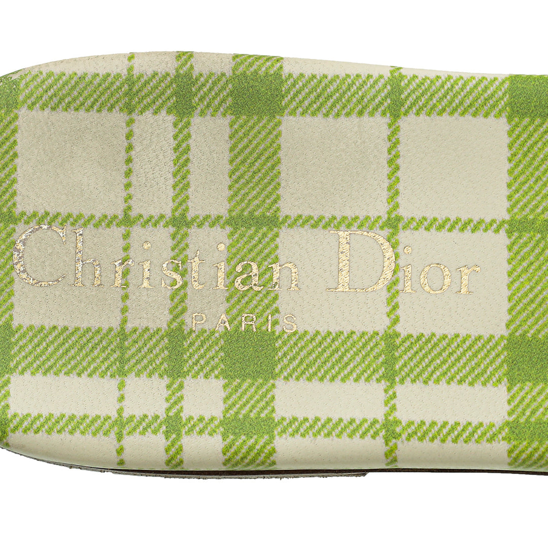 Christian Dior Lime Checkered Dway Embroidered Flat Sandal 40