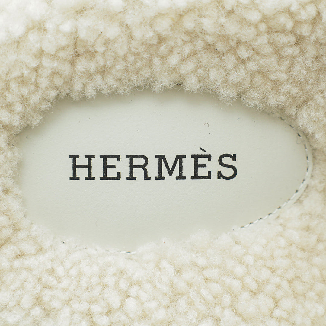 Top quality Hermes Bicolor Suede Wool Shearling Chypre Sandal 42
