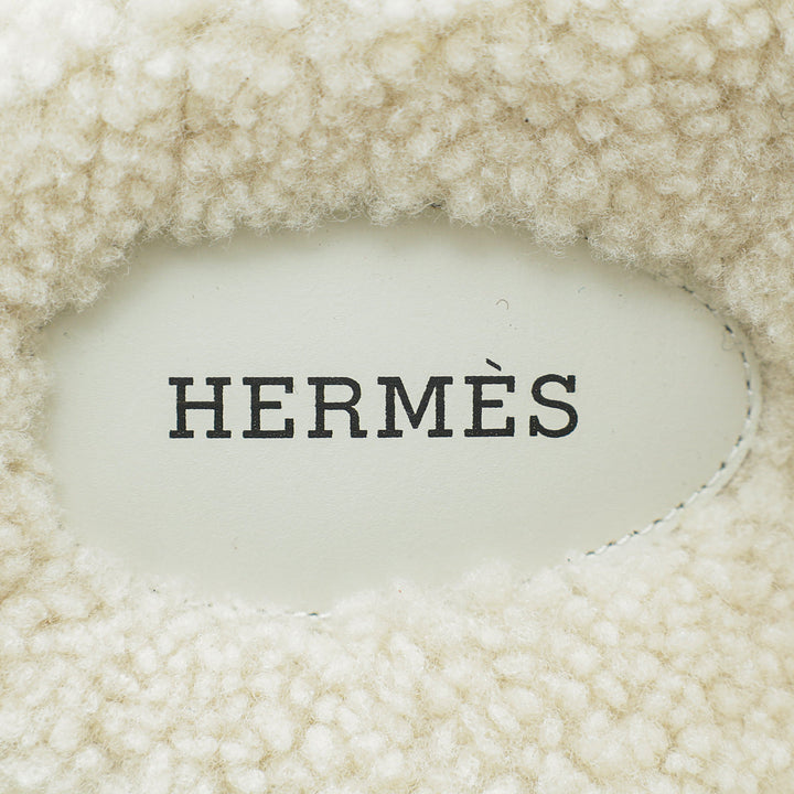 Top quality Hermes Bicolor Suede Wool Shearling Chypre Sandal 42