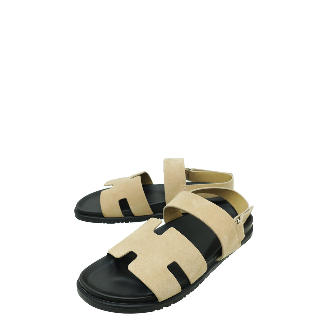 Hermes Beige Argile Chypre Goatskin Genius Sandal 45.5