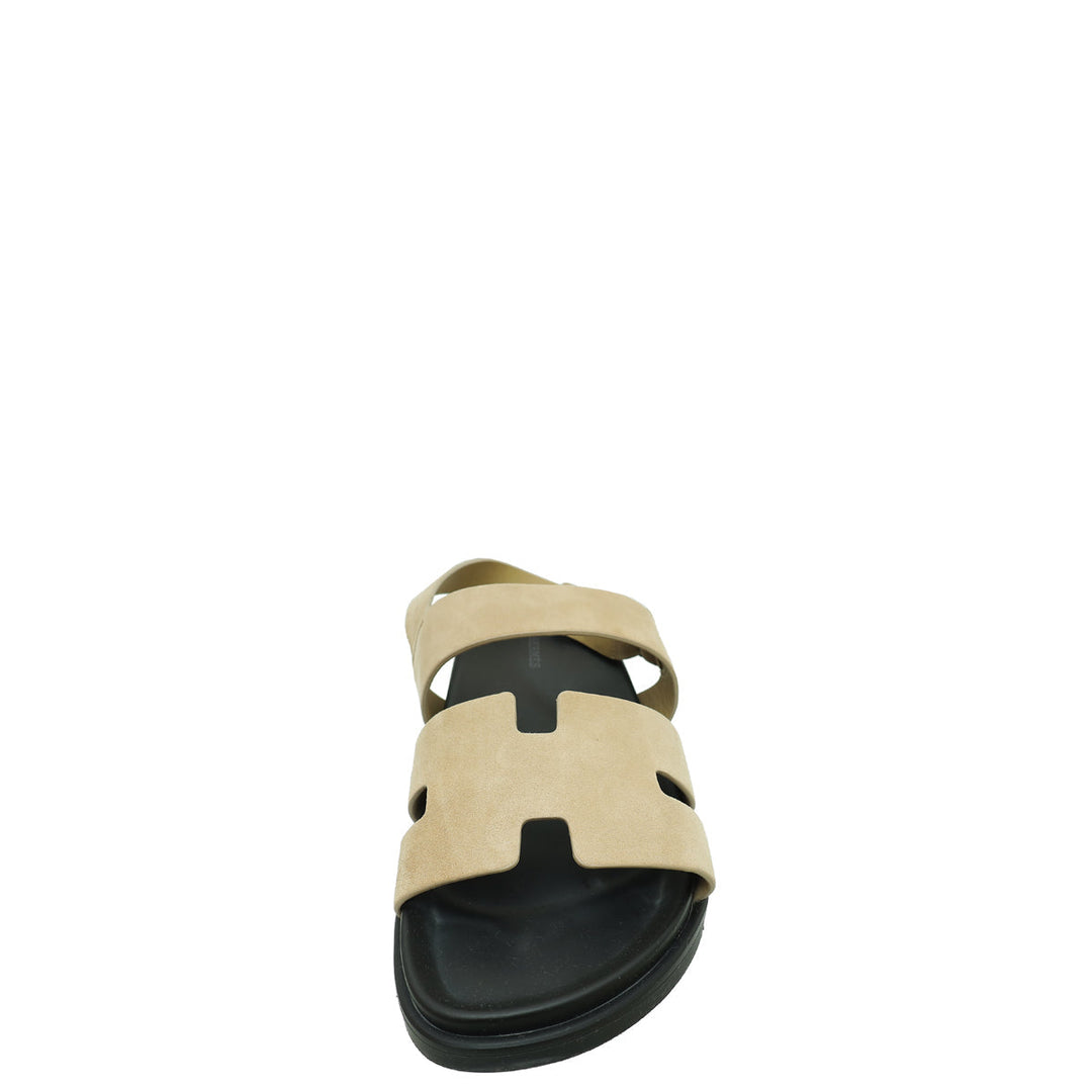 Top quality Hermes Beige Argile Chypre Goatskin Genius Sandal 45.5