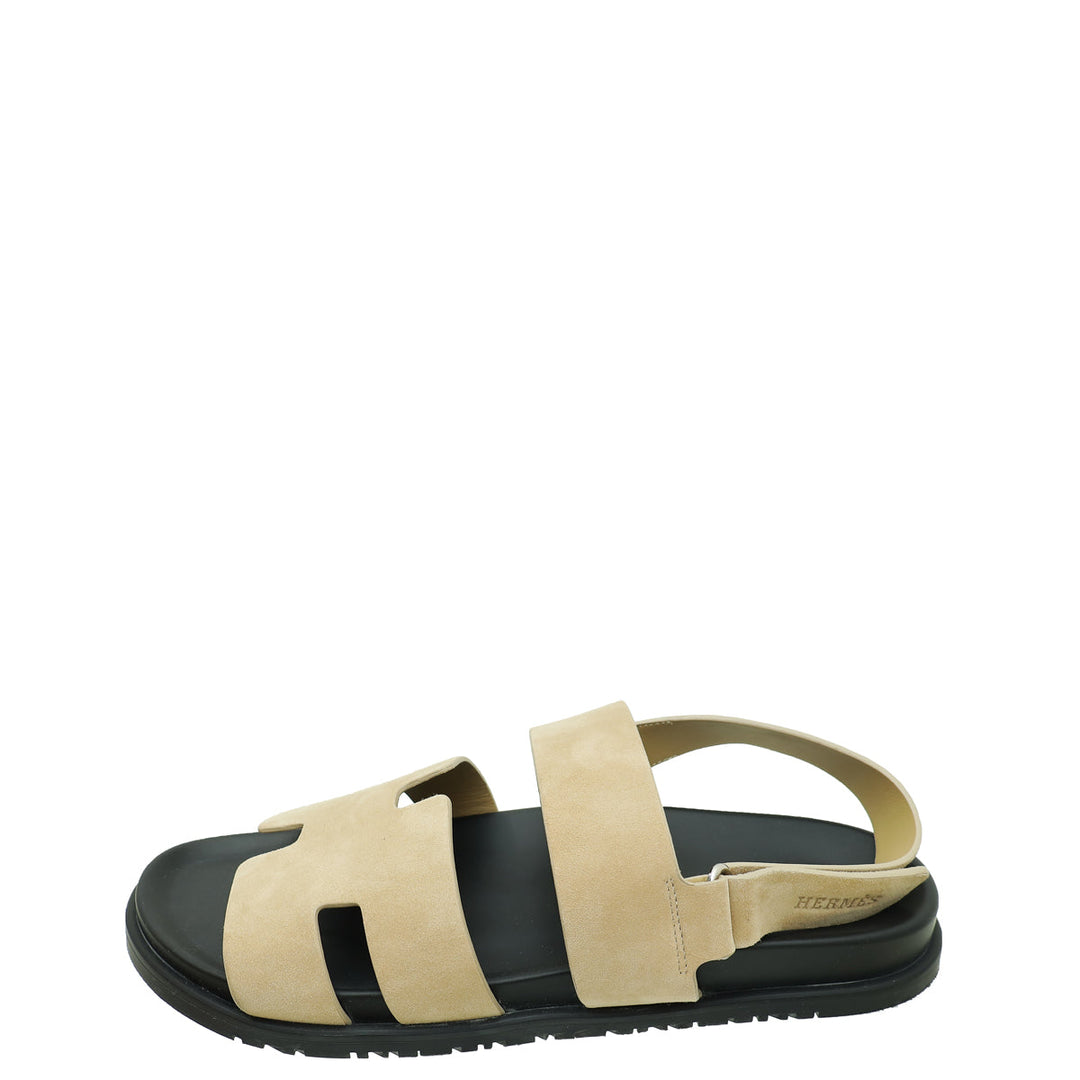 Top quality Hermes Beige Argile Chypre Goatskin Genius Sandal 45.5