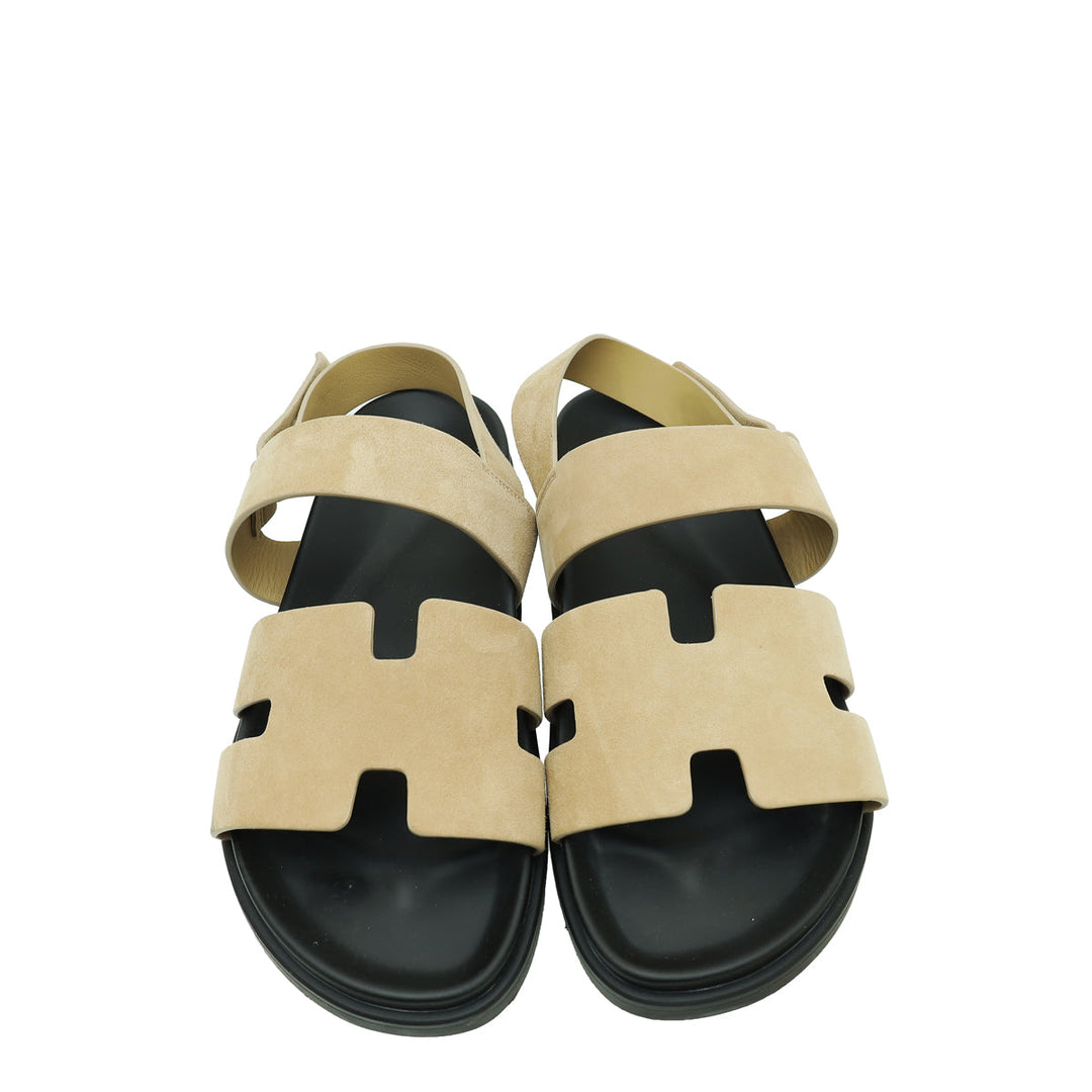 Hermes Beige Argile Chypre Goatskin Genius Sandal 45.5
