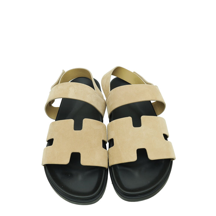 Hermes Beige Argile Chypre Goatskin Genius Sandal 45.5