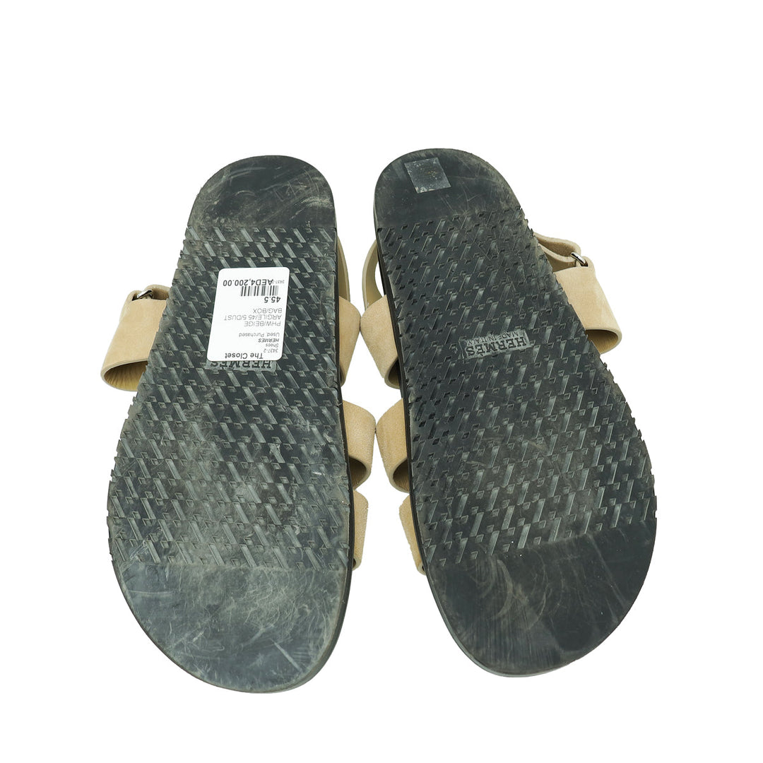 Hermes Beige Argile Chypre Goatskin Genius Sandal 45.5