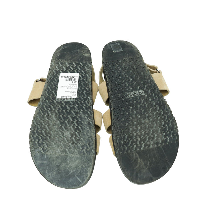 Top quality Hermes Beige Argile Chypre Goatskin Genius Sandal 45.5