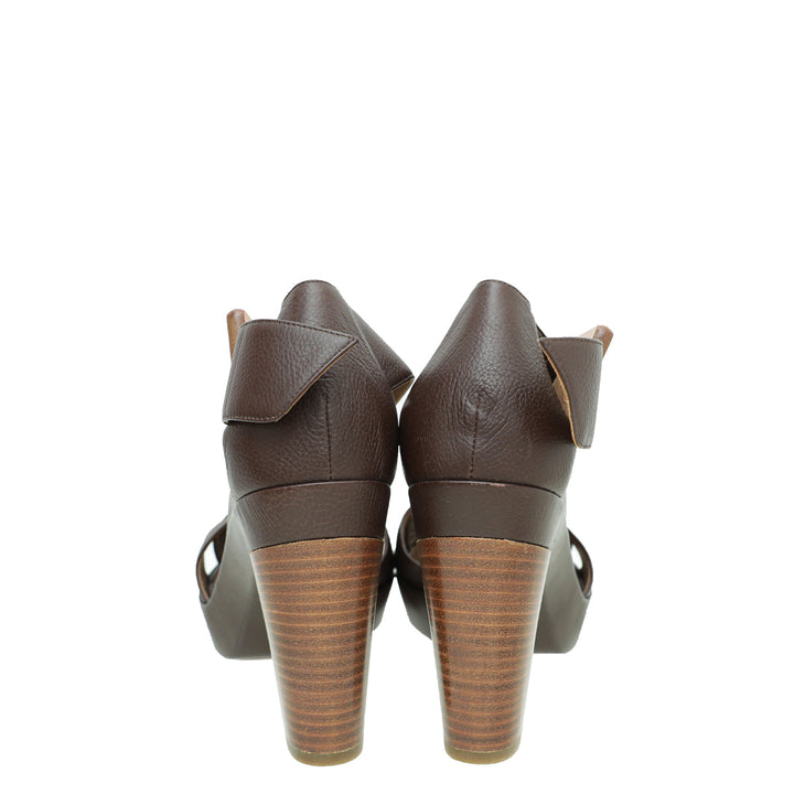 Top quality Hermes Chocolate Buckle Platform Sandal 38