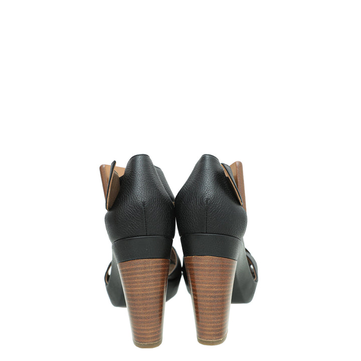 Hermes Noir Buckle Platform Sandal 38