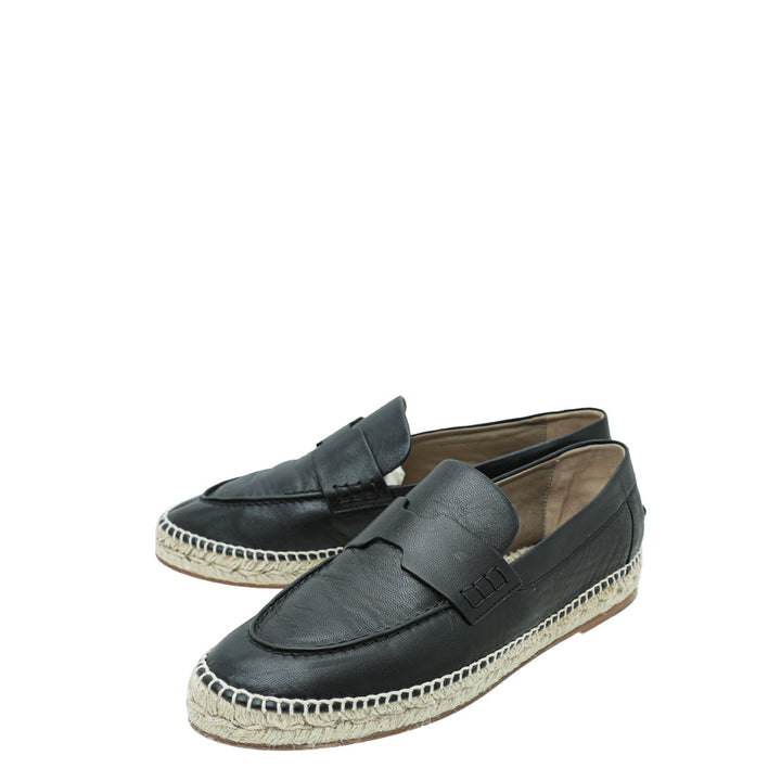 Top quality Hermes Noir Trip Goatskin Espadrille 39