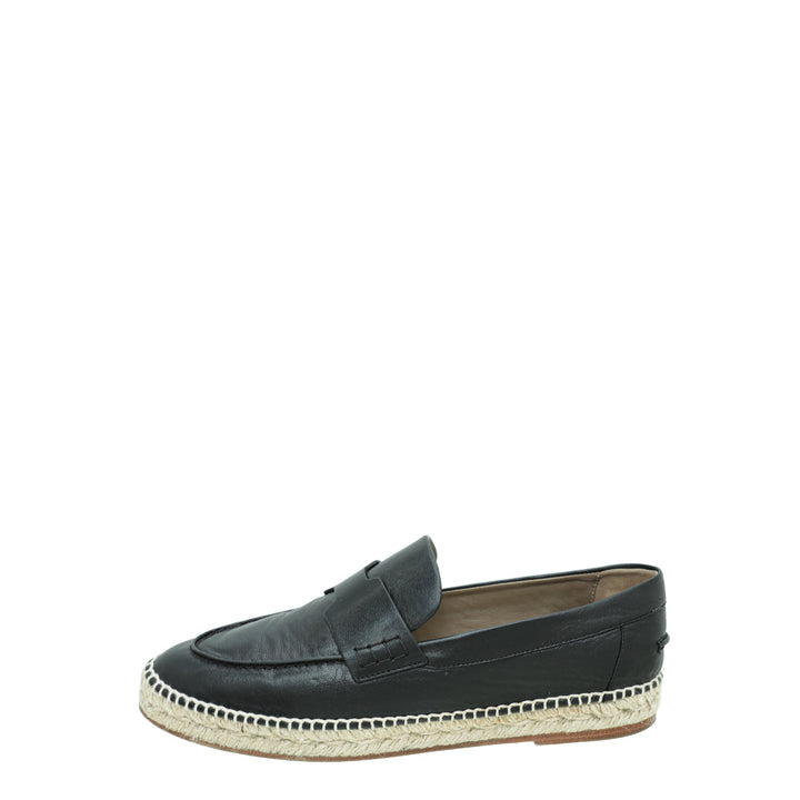 Top quality Hermes Noir Trip Goatskin Espadrille 39