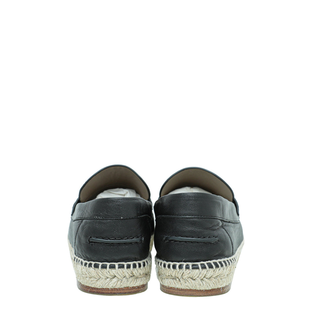 Hermes Noir Trip Goatskin Espadrille 39