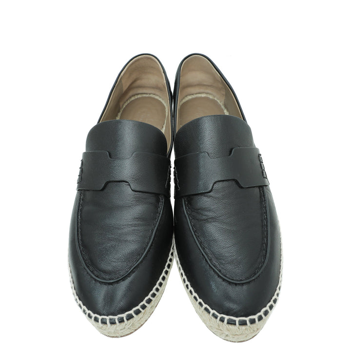 Top quality Hermes Noir Trip Goatskin Espadrille 39